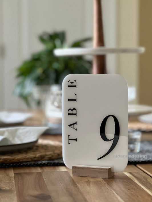 Rounded 3D Wedding Table Numbers with Optional Base