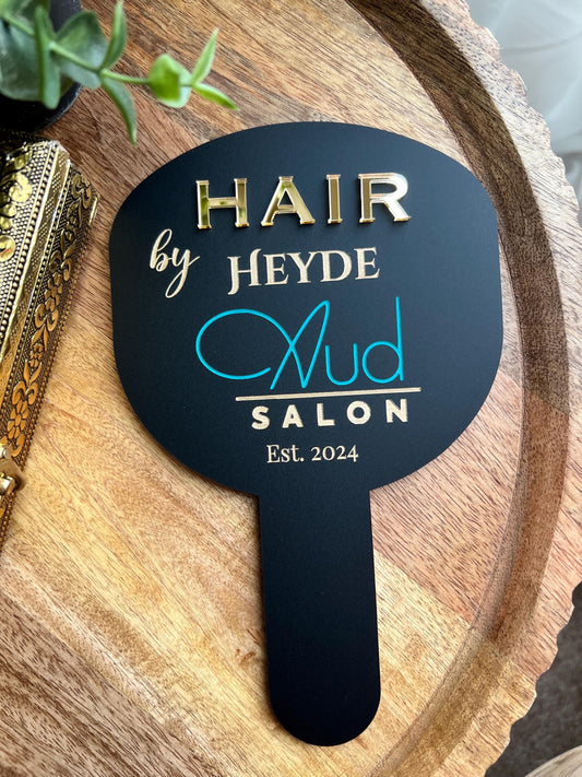 Custom Logo Acrylic Mirror Photo Prop for Hair Stylists