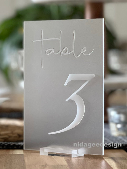 Square 3D Wedding Table Numbers with Optional Base