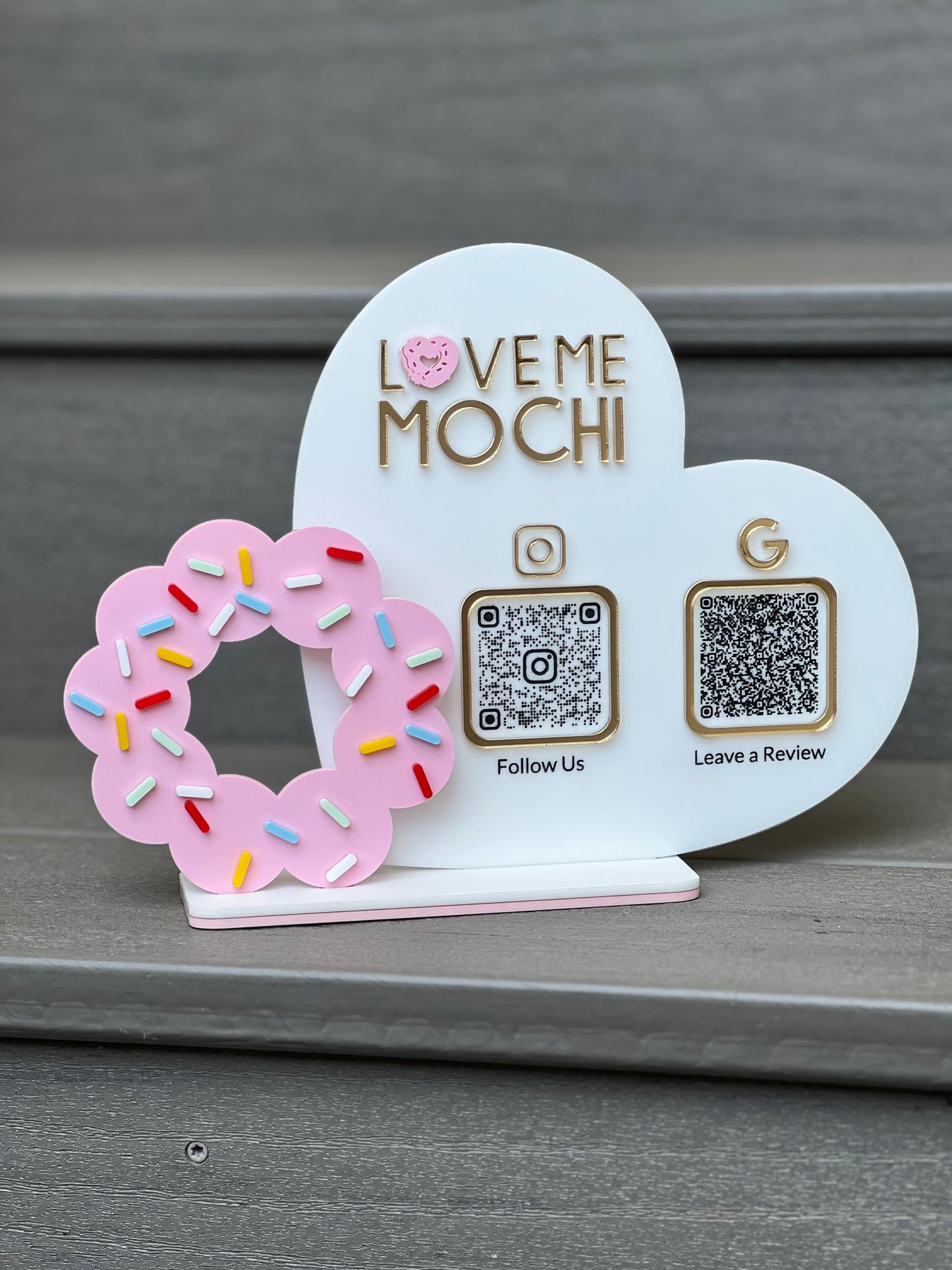 Mochi Donut Heart QR Code Sign