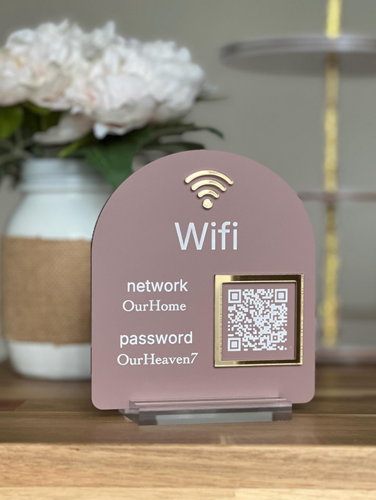 Personalized Acrylic WiFi QR Code Sign with Stand