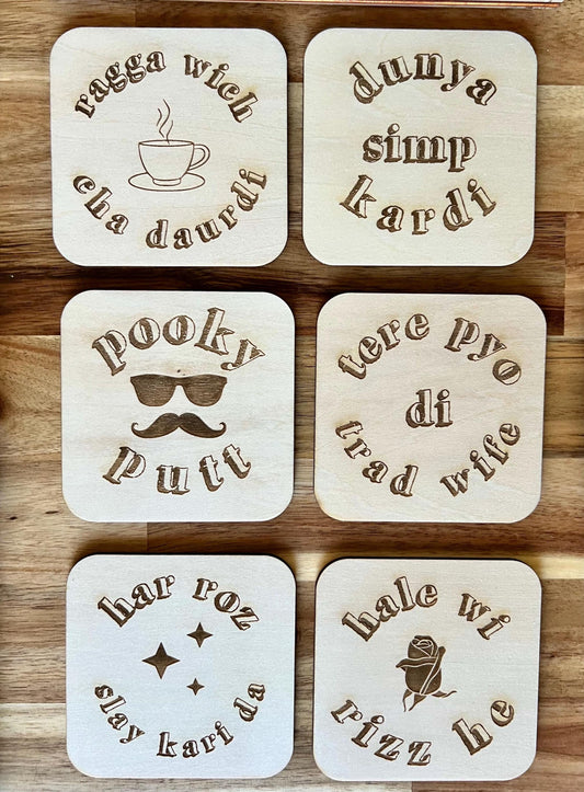 Funny Punjabi Gen Z Coasters