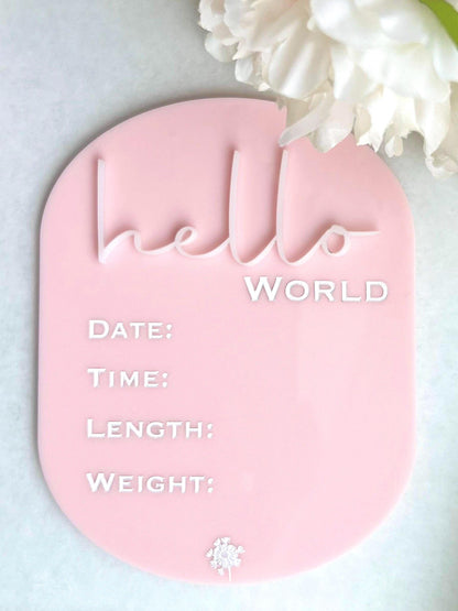 Hello World Newborn Announcement Sign Birth Stats Sign