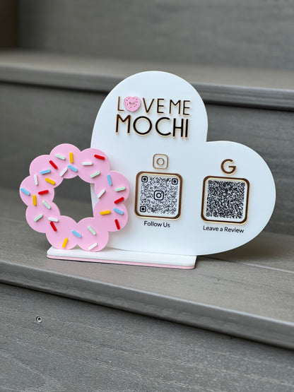 Mochi Donut Heart QR Code Sign