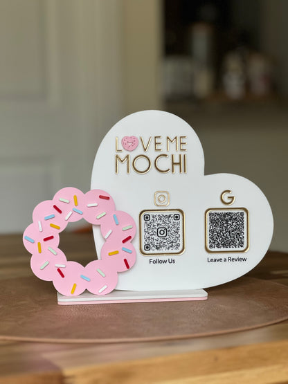 Mochi Donut Heart QR Code Sign