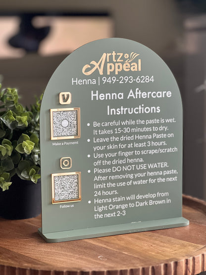 Henna Care QR Code Sign