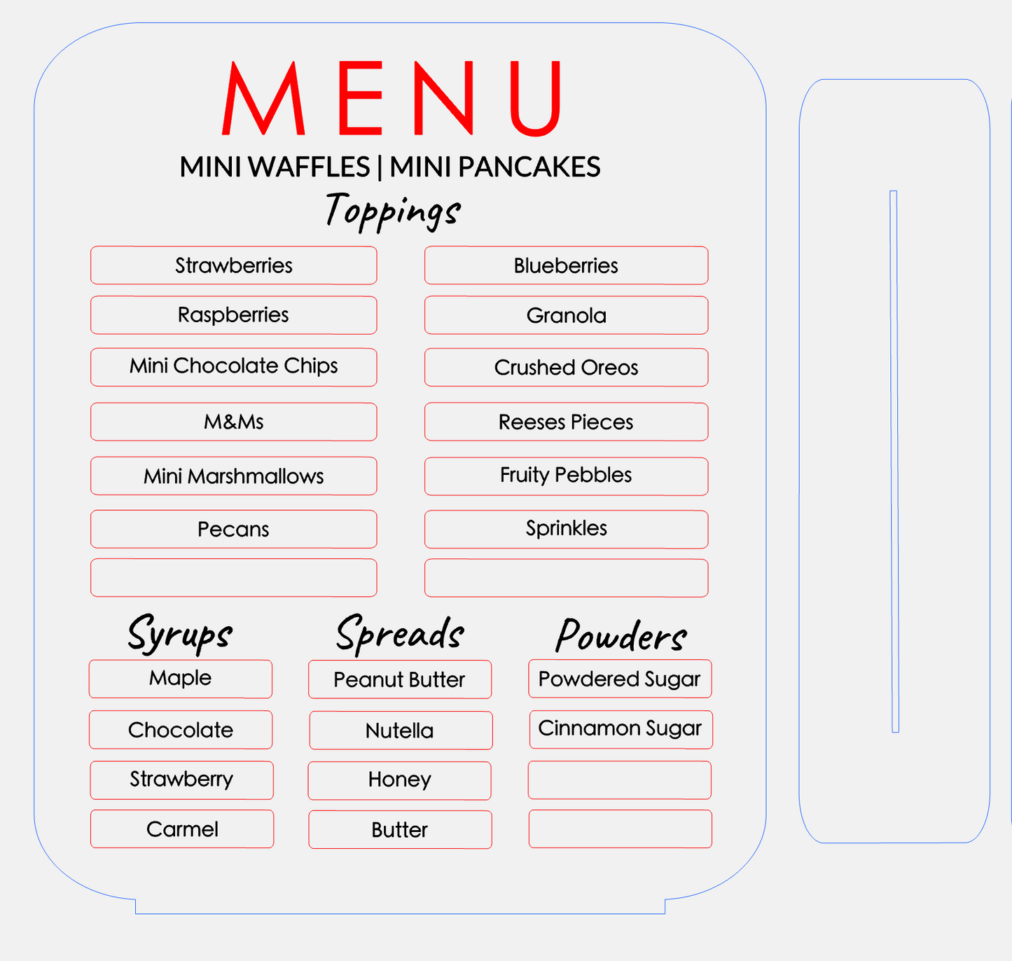 Interchangeable menu sign with 4 extra magnet pieces