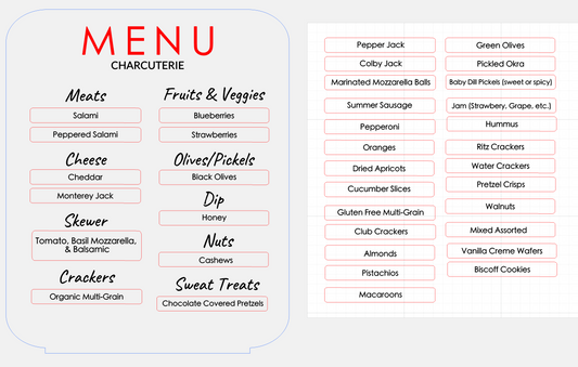 Interchangeable menu sign with extra magnet pieces