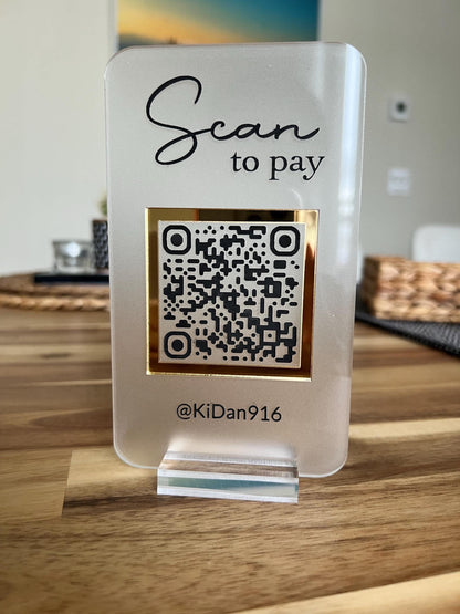 QR Code Custom Business Sign Personalized Scan to Pay Scan to Tipp Digital Tipp Jar Virtual Tipp Jar Branded Sign for Business Review Book