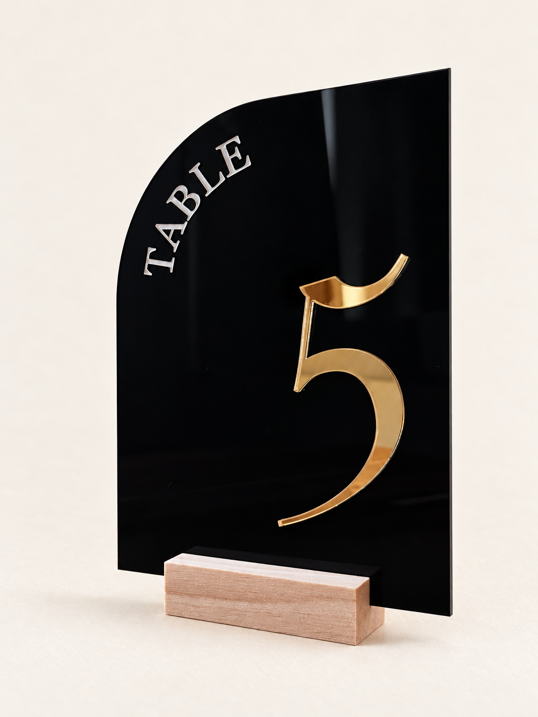 Half-Round 3D Wedding Table Numbers with Optional Base