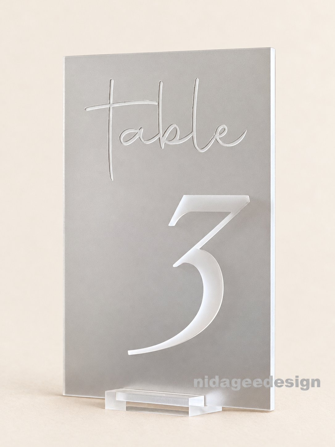 Square 3D Wedding Table Numbers with Optional Base