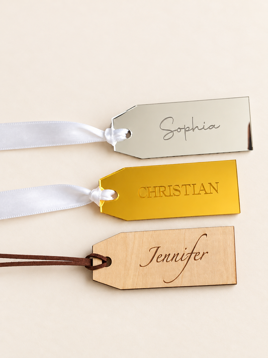 Personalized Stocking & Gift Name Tags in Acrylic or Wood