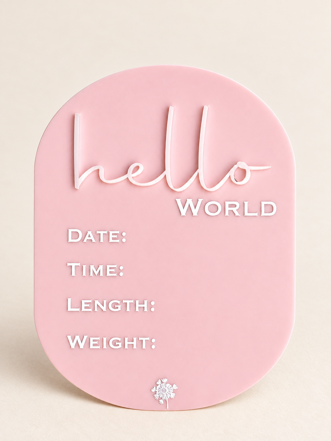 Hello World Baby Birth Stats Sign in Wood or Acrylic