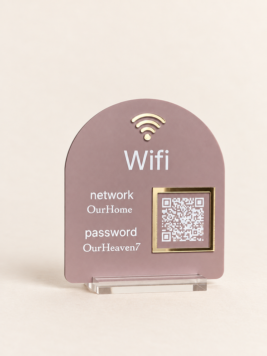 Personalized Acrylic WiFi QR Code Sign with Stand