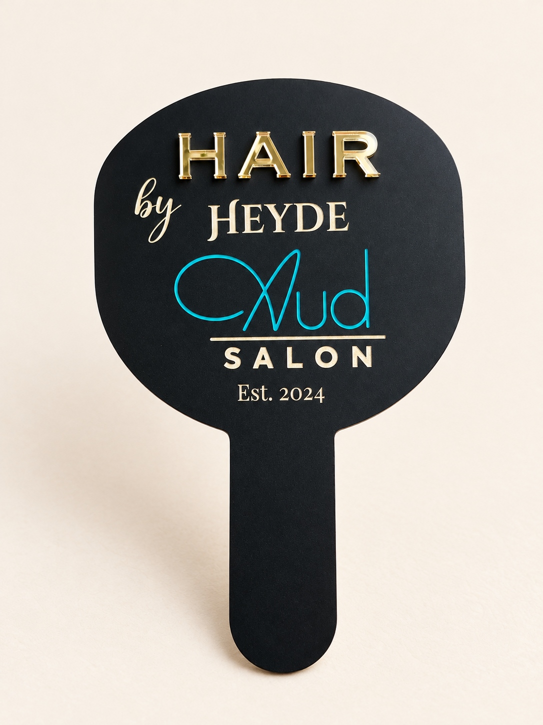 Custom Logo Acrylic Mirror Photo Prop for Hair Stylists