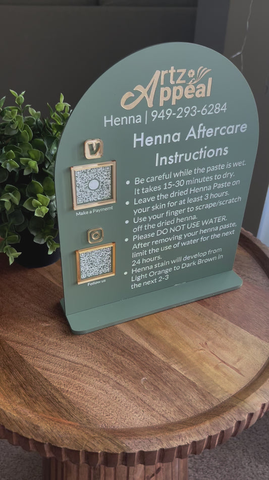 Henna Care QR Code Sign
