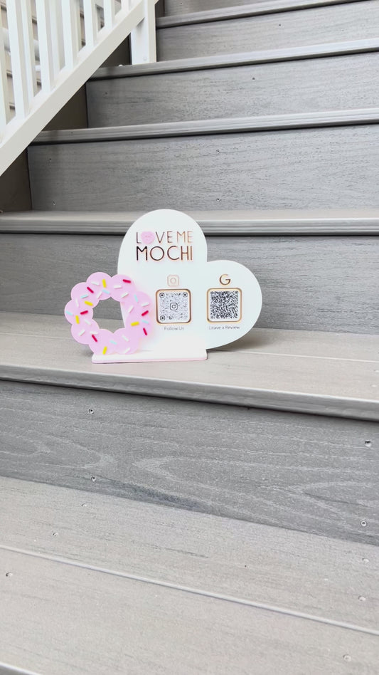 Mochi Donut Heart QR Code Sign